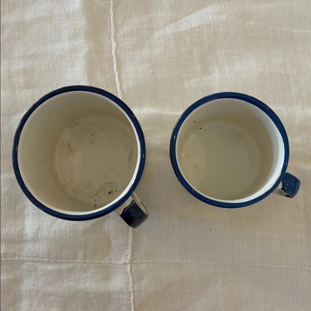 Classic White Blue Enamelware Mugs/ Shaving Mugs/Vases/Bathroom Organizers